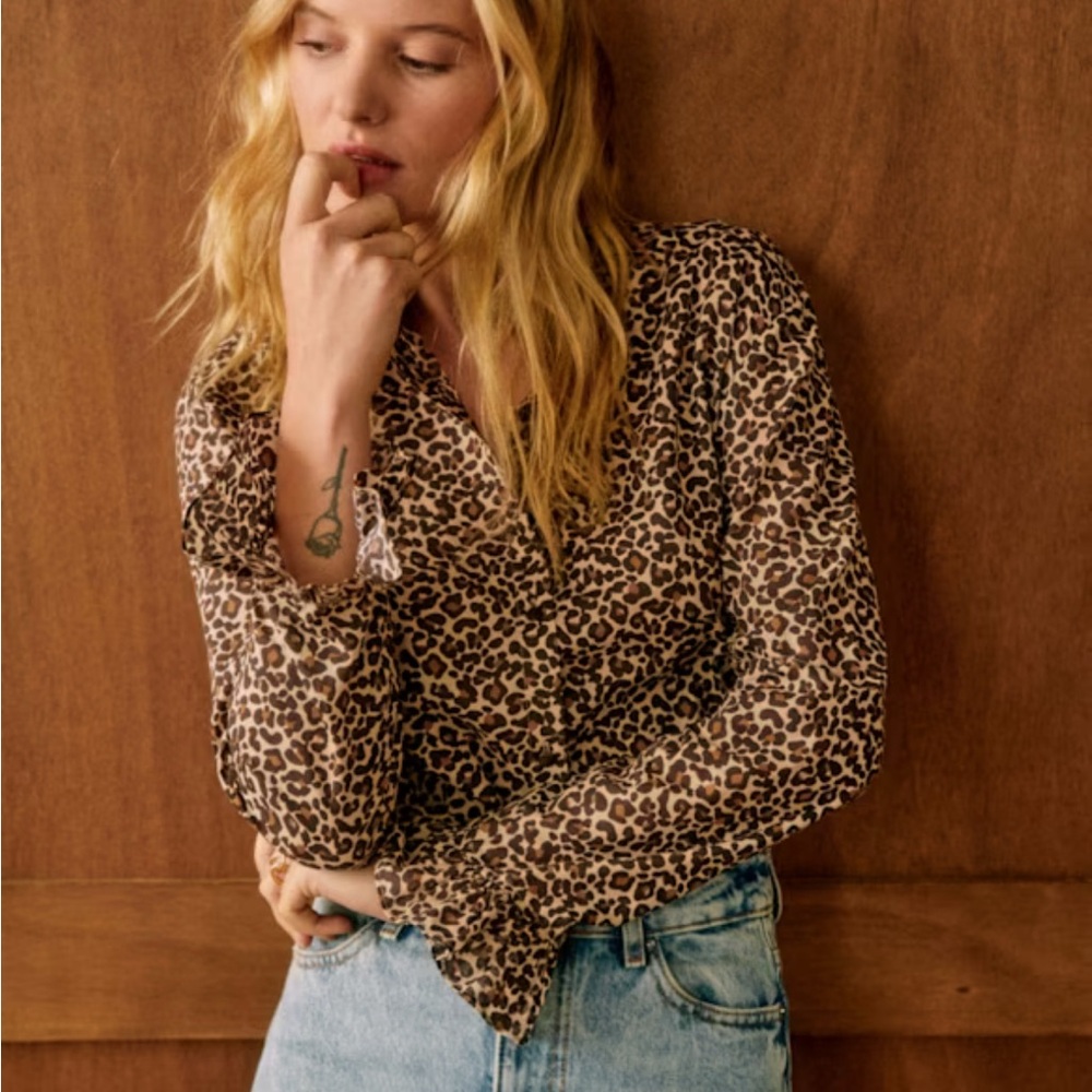 Sezane Erine style Leopard Print Women's Top